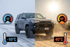 polymer blend flexibility in all weather tire compound