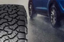 B61 tread grooves channeling water away from contact patch
